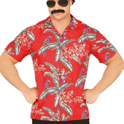 CHEMISE HAWAÏENNE JUNGLE BIRD ROUGE HOMME
