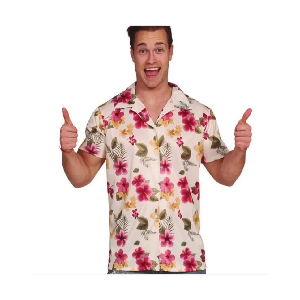 CHEMISE HAWAÏENNE POLYESTER FLEURS EXOTIQUES HOMME