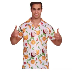 CHEMISE HAWAÏENNE POLYESTER FRUITS EXOTIQUES HOMME
