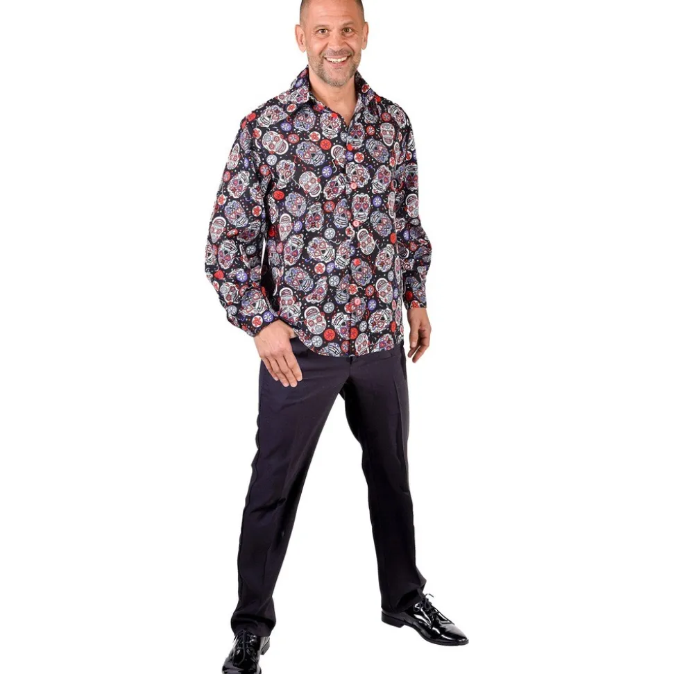 CHEMISE POLYESTER JOUR DES MORTS NOIR HOMME