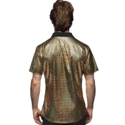 CHEMISETTE DISCO FACETTES OR BRILLANT HOMME