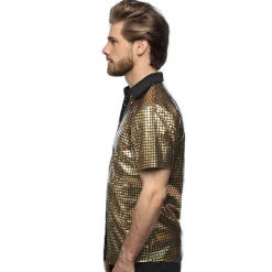 CHEMISETTE DISCO FACETTES OR BRILLANT HOMME