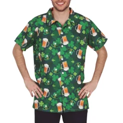 CHEMISETTE SHAMROCK BIÈRE ST PATRICK'S VERT HOMME