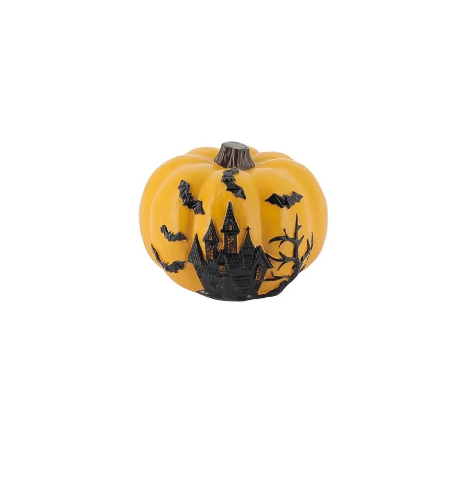 CITROUILLE DÉCO RÉSINE LIEU HANTÉ 10X8CM ORANGE