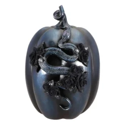 CITROUILLE RÉSINE DÉCO SERPENT FLEURI 28.5CM BLEU