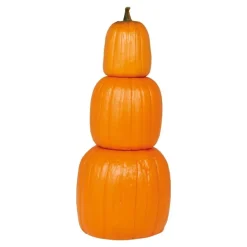 3 CITROUILLES EMPILÉES DÉCO PLASTIQUE 60CM ORANGE