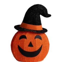 CITROUILLE SORCIÈRE DÉCORATION LED 50CM ORANGE