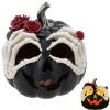 CITROUILLE SQUELETTE DÉCO LED RÉSINE 23CM NOIR