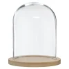 CLOCHE EN VERRE SUR SOCLE BOIS 29 CM