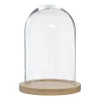 CLOCHE EN VERRE SUR SOCLE BOIS 26 CM