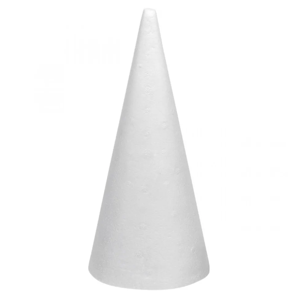 CÔNE POLYSTYRÈNE STYROPOR DÉCORATIF 26CM BLANC
