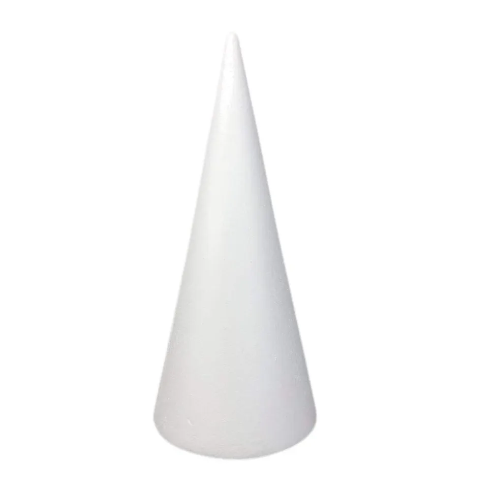 CÔNE POLYSTYRÈNE STYROPOR DÉCORATIF 40CM BLANC