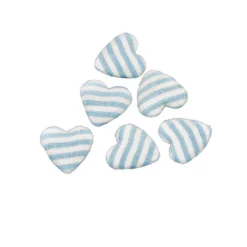 6 COEURS À RAYURES BLEU PASTEL 2.6 CM