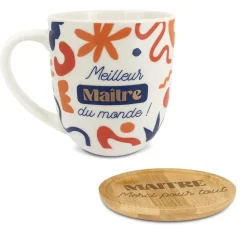 COFFRET TASSE DESSOUS BOIS MEILLEUR MAÎTRE MERCI