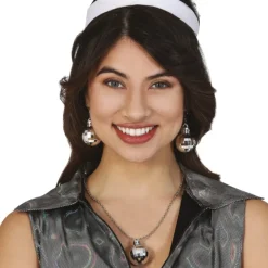 COLLIER BOULE DISCO À FACETTES ARGENT FEMME