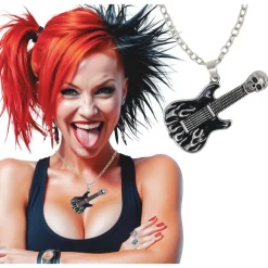 COLLIER CHAINE PENDENTIF MÉTAL GUITARE ÉLECTRIQUE