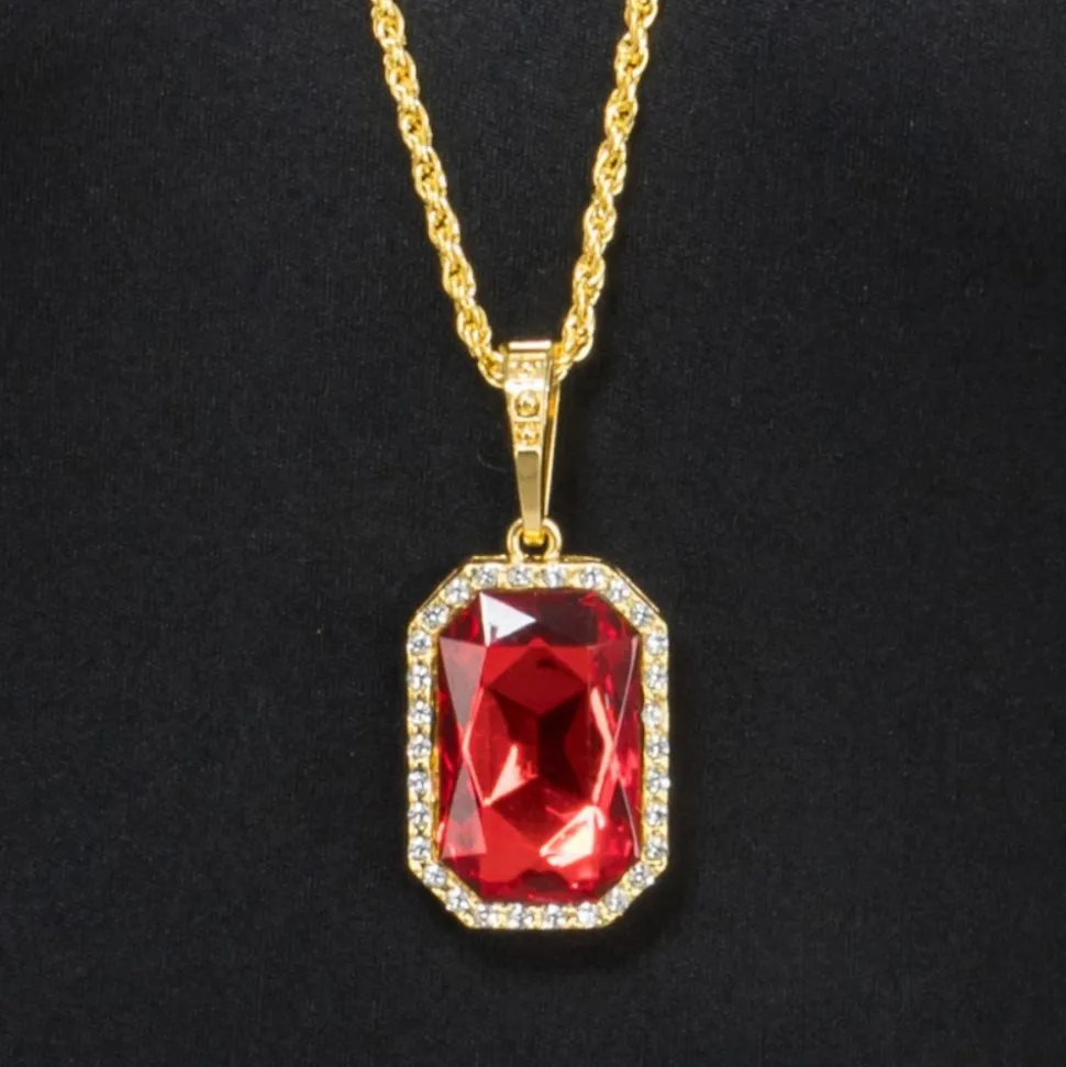 COLLIER CHAÎNE PENDENTIF RUBIS VAMPIRE ADULTE
