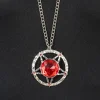 COLLIER CHAÎNE PENDENTIF ÉTOILE SATAN RUBIS ADULTE