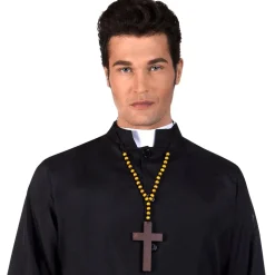 COLLIER CROIX DE PRÊTRE LUXE EN BOIS