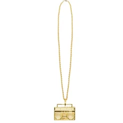 COLLIER FANTAISIE GHETTO-BLASTER ZINC 77CM OR