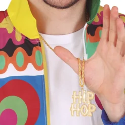 COLLIER FANTAISIE HIP HOP ANNÉES 90 CHAINE 75CM OR