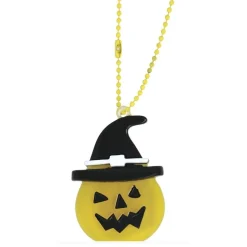 COLLIER FANTAISIE PENDENTIF CITROUILLE SORCIÈRE LED