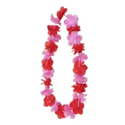 COLLIER HAWAÏEN FLEUR SYNTHÉTIQUE 50CM ROSE ROUGE