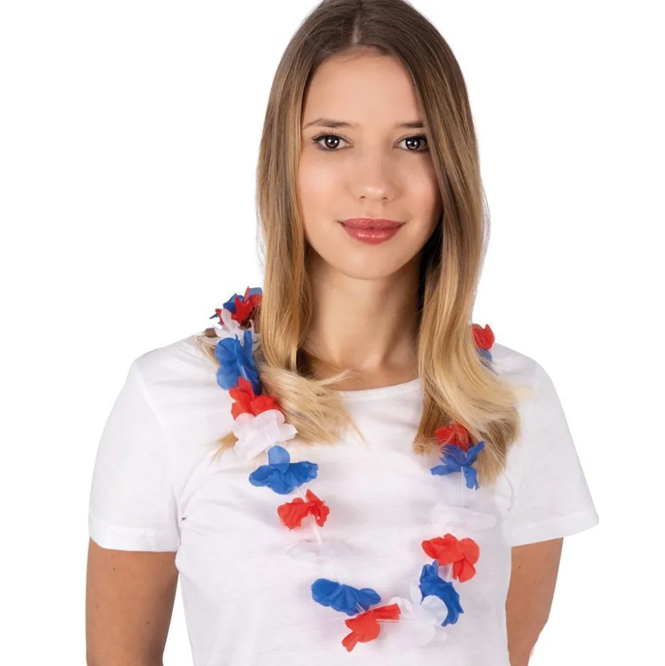 COLLIER HAWAÏEN TRICOLORE FRANCE SUPPORTER ADULTE