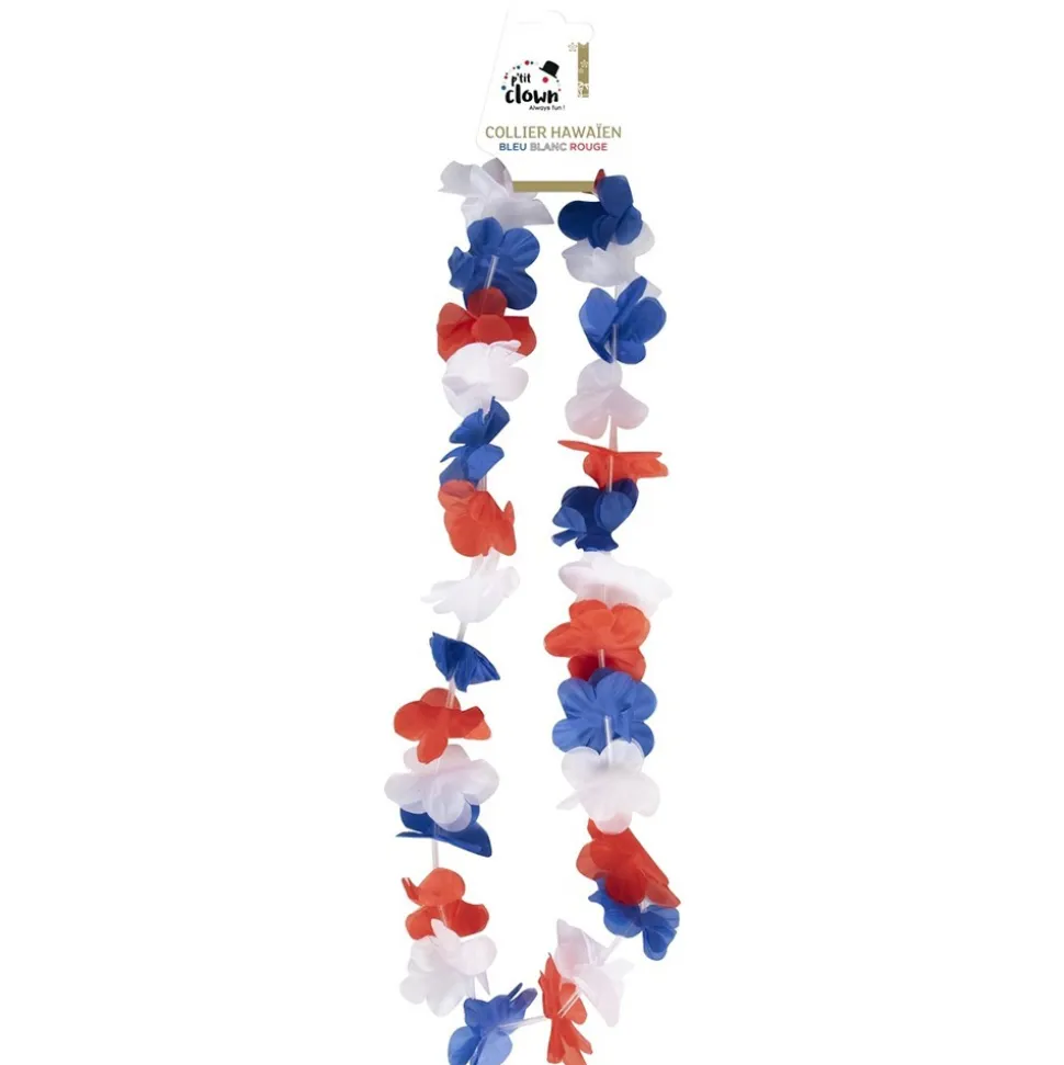 COLLIER HAWAÏEN TRICOLORE FRANCE SUPPORTER ADULTE