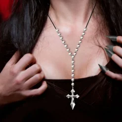 COLLIER MÉTAL PENDENTIF CROIX GOTHIQUE ARGENT