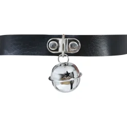 COLLIER NOIR GRELOT MÉTAL SADOMASOCHISTE ADULTE