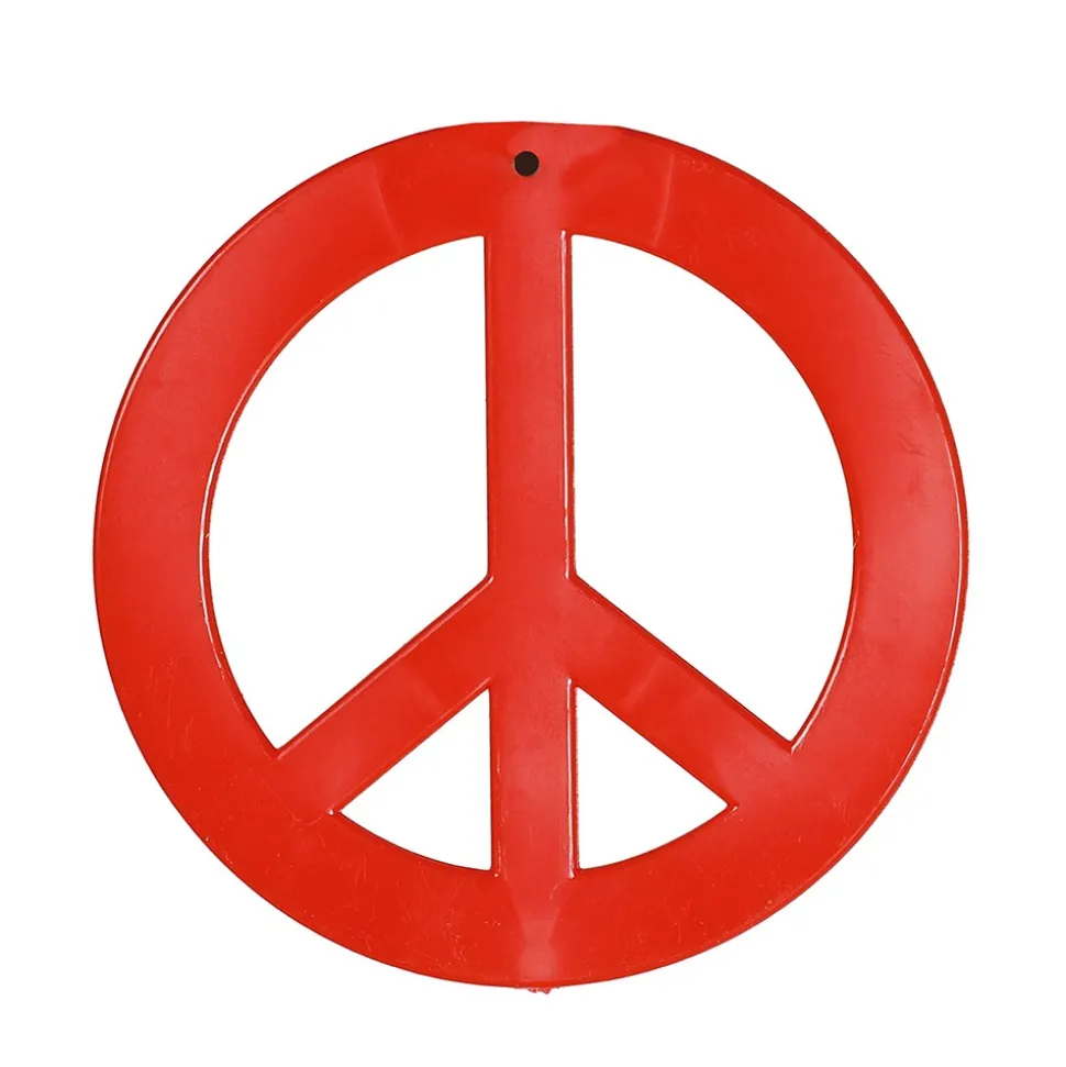 COLLIER PENDENTIF PEACE AND LOVE HIPPIE 7CM COLORÉ