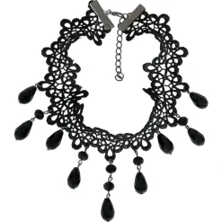 COLLIER RAS-DE-COU PIERRES NOIRES FEMME