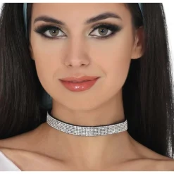 COLLIER RAS-DE-COU STRASS ARGENT FEMME