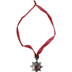 COLLIER RUBAN ROUGE MÉDAILLON VAMPIRE ADULTE
