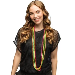 4 COLLIERS PERLES MULTICOLORE FLUO ADULTE