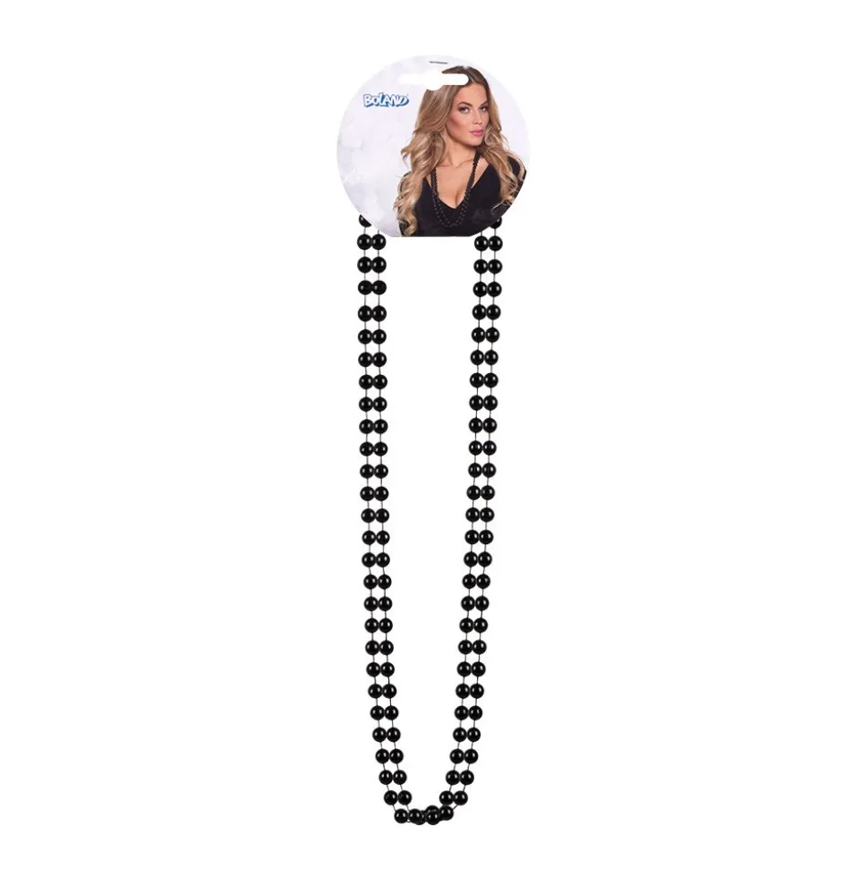 2 COLLIERS PERLES NOIR ADULTE