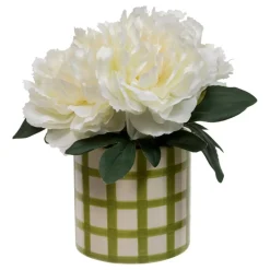 COMPOSITION FLORALE ARTIFICIELLE PIVOINE 21CM