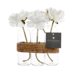 COMPOSITION 3 VASES TUBE AVEC ROSES