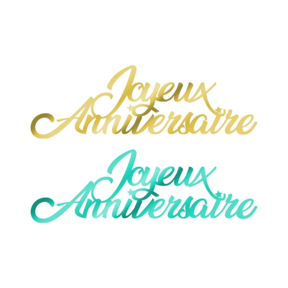 6 CONFETTIS ANNIVERSAIRE TROPICAL 13.5X4CM BLEU OR
