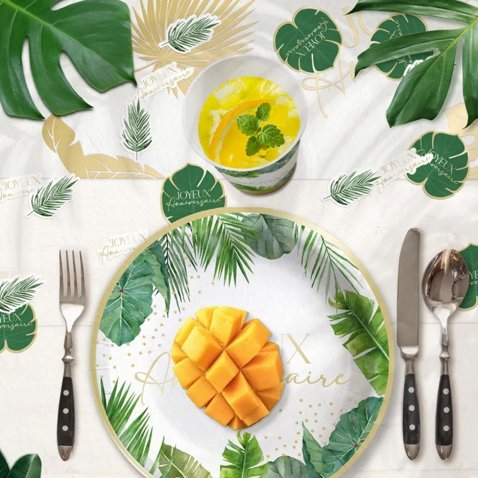 60 CONFETTIS ANNIVERSAIRE TROPICAL PARTY 4.5CM