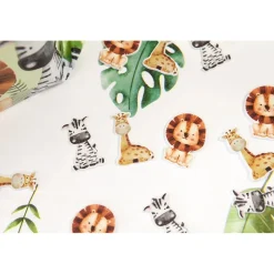 12 CONFETTIS BOIS ANIMAUX DE LA SAVANE 3X2.2CM
