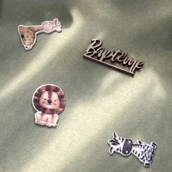 12 CONFETTIS BOIS ANIMAUX DE LA SAVANE 3X2.2CM