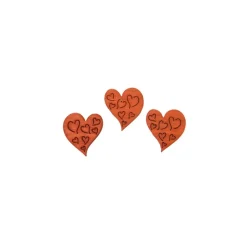 20 CONFETTIS BOIS COEUR GRAVÉ 2CM ROUGE