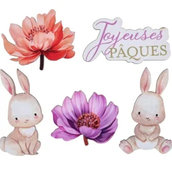 10 CONFETTIS BOIS LAPINOU 3X4.5CM-5X4CM