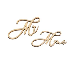 12 CONFETTIS BOIS LETTRES MR MME 5X2CM NATUREL
