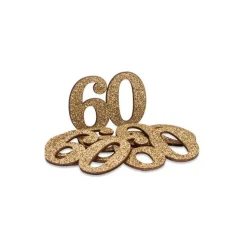 6 CONFETTIS BOIS NOMBRE 60 5X3.5CM PAILLETTES OR