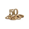 6 CONFETTIS BOIS NOMBRE 50 5X3.5CM PAILLETTES OR
