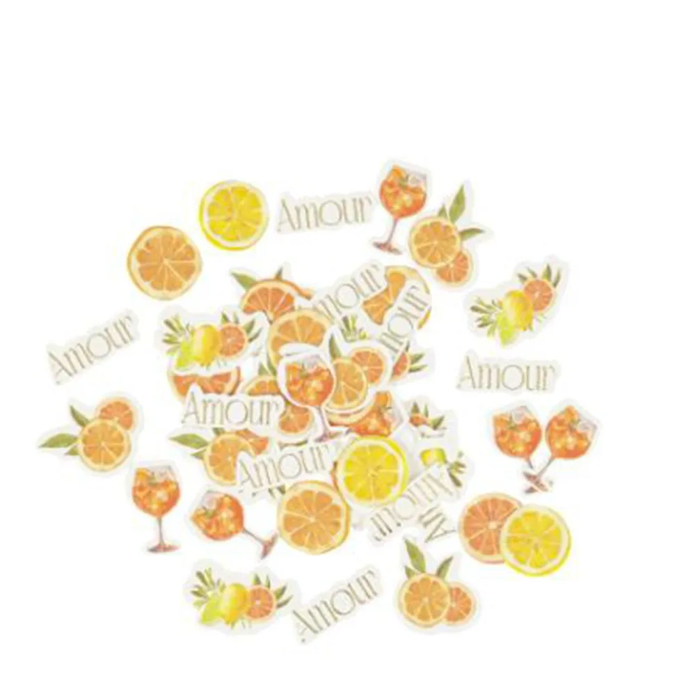 100 CONFETTIS CARTON AGRUME 1.5-3CM JAUNE ORANGE