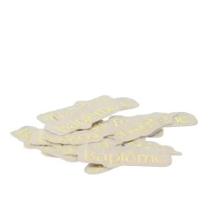100 CONFETTIS CARTON BAPTÊME OR 3-4CM LIN